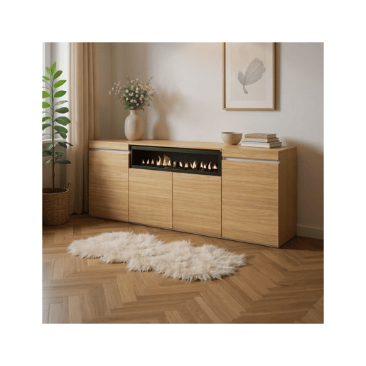 Aparador Kavos Lareira Roble Nude - Blanco 203 x 75 x 34,6 cm