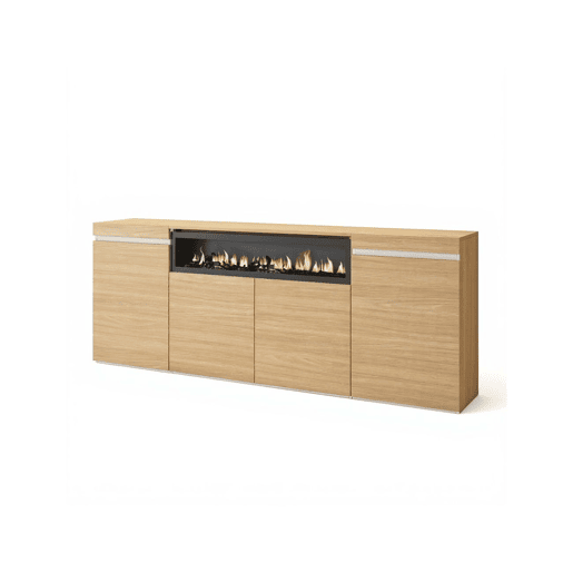 Aparador Kavos Lareira Roble Nude - Blanco 203 x 75 x 34,6 cm