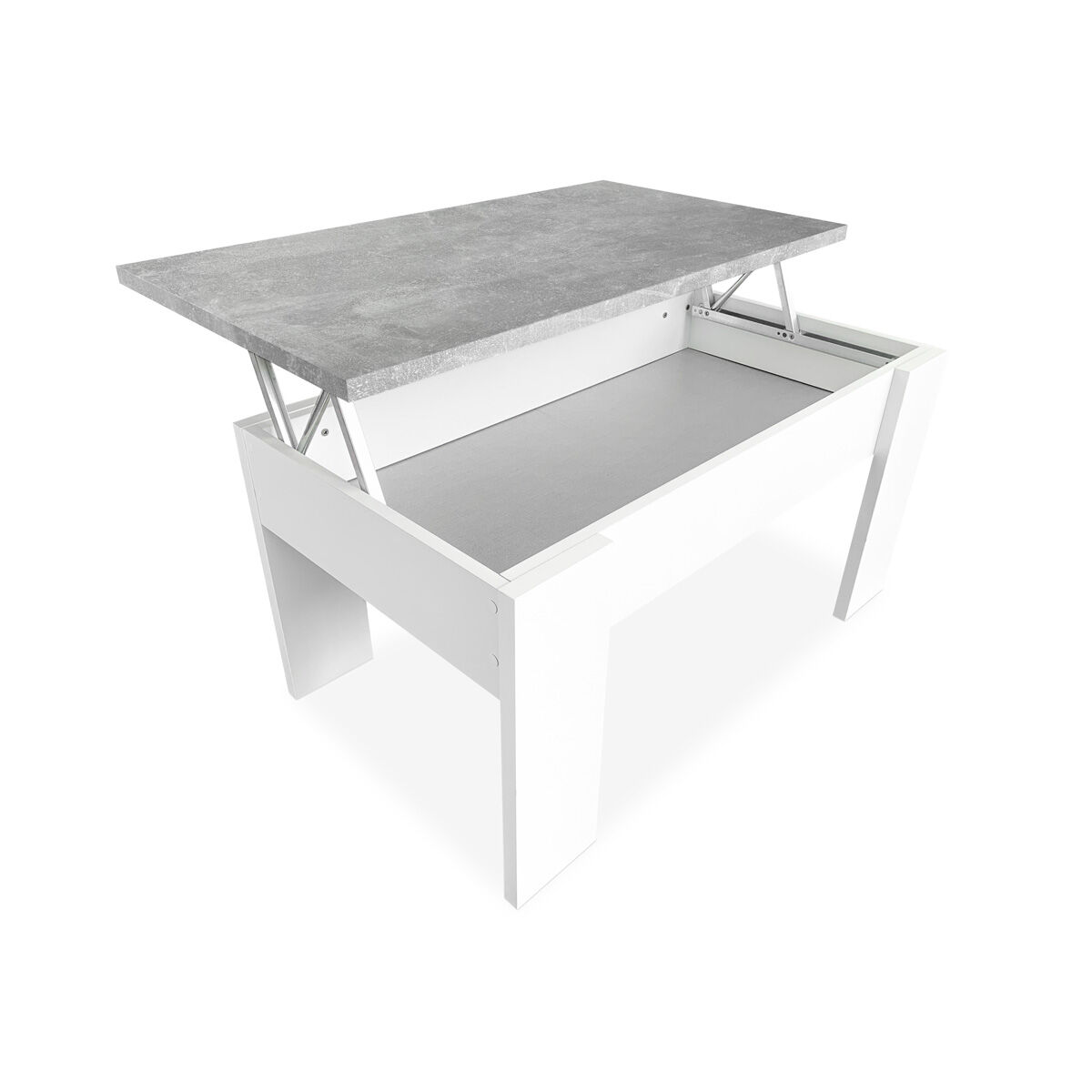 Mesa de Centro Elevable Para Salón Comedor 90x50 Blanco/ Madera Gris