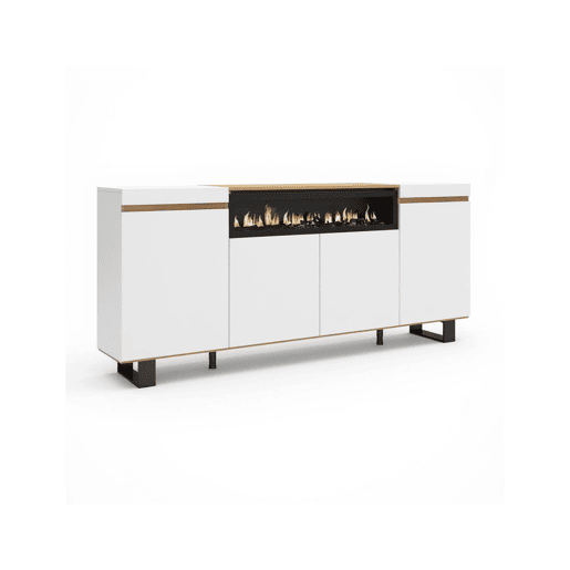Aparador Kavos Up Lareira Blanco - Roble Nude 203 x 87 x 34,6 cm