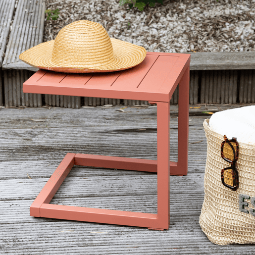 Mesa de apoio BARBADOS em alumínio terracota