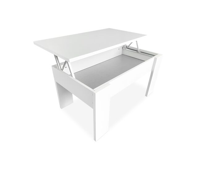 Mesa de Centro Elevable Para Salón Comedor, Color Blanco