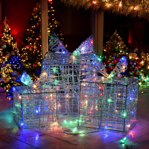 Conjunto de 3 caixas de presente luminosas com 90 micro LEDs