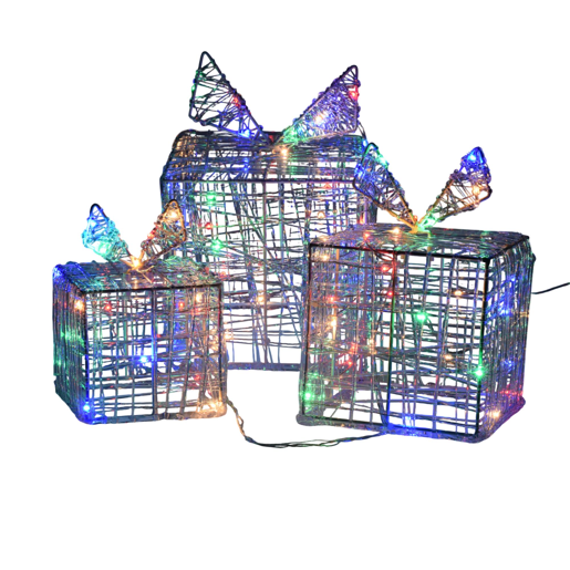 Conjunto de 3 caixas de presente luminosas com 90 micro LEDs
