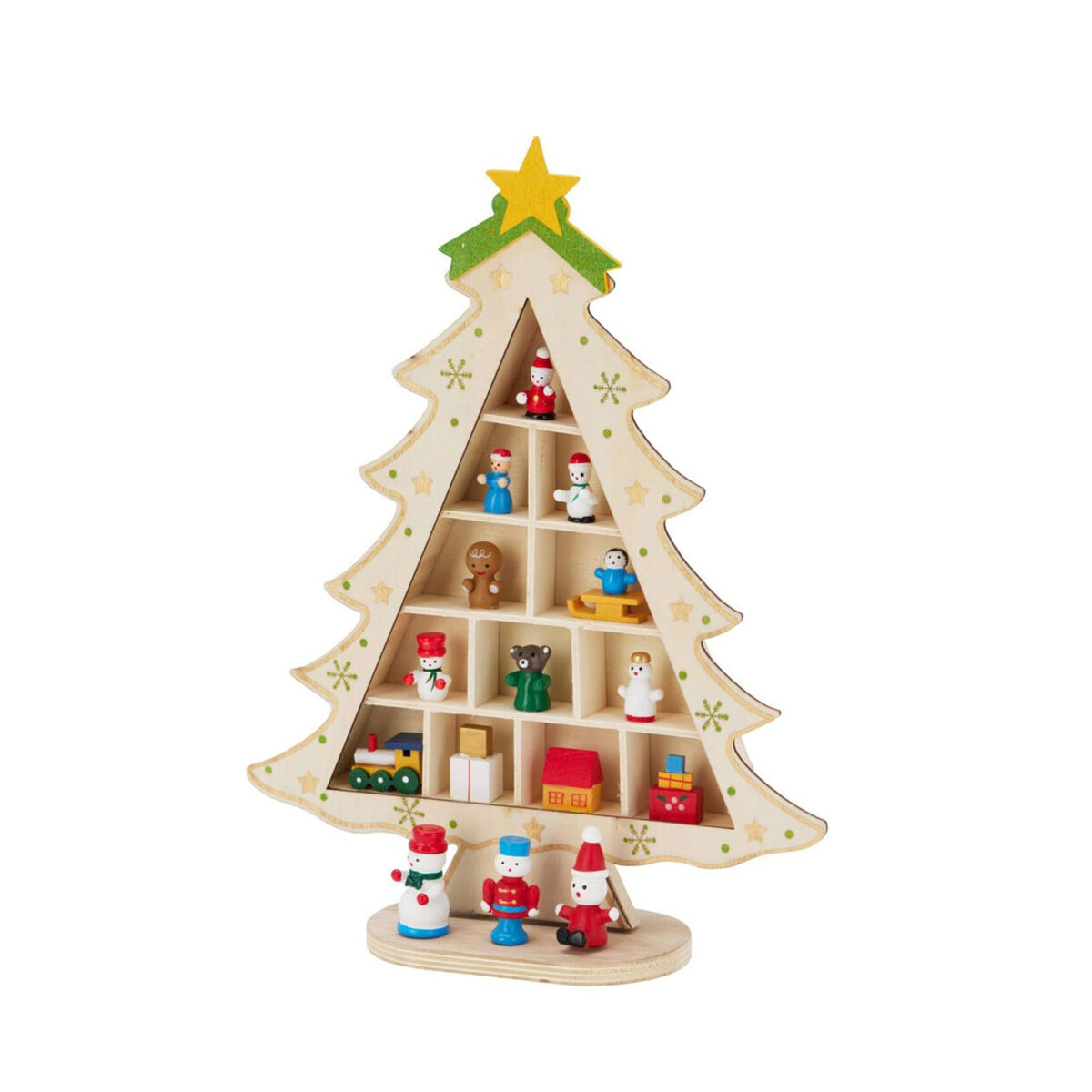 Well home figurita de árbol de navidad en mdf con decoración en color natural h.29cm