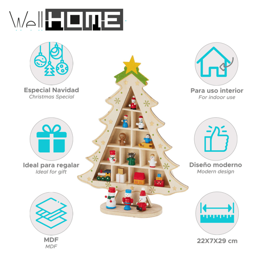 Figura de árvore de Natal em MDF com decoração Figura de árvore de Natal em MDF com decoração