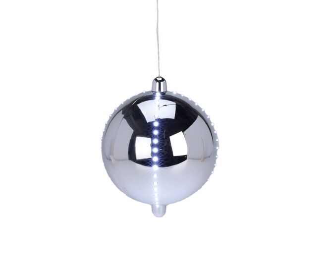 Well home bola de navidad led con 4 tiras de luces ø15cm color plata