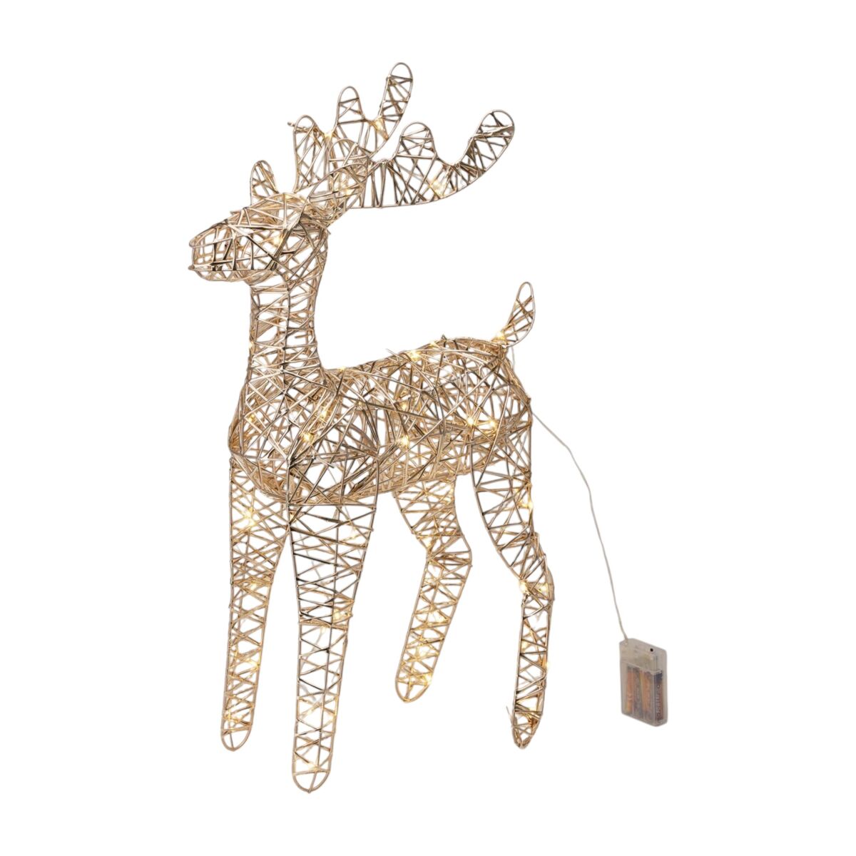 Well home reno luminoso navideño color oro champagne con 60 luces led 36x14x60cm