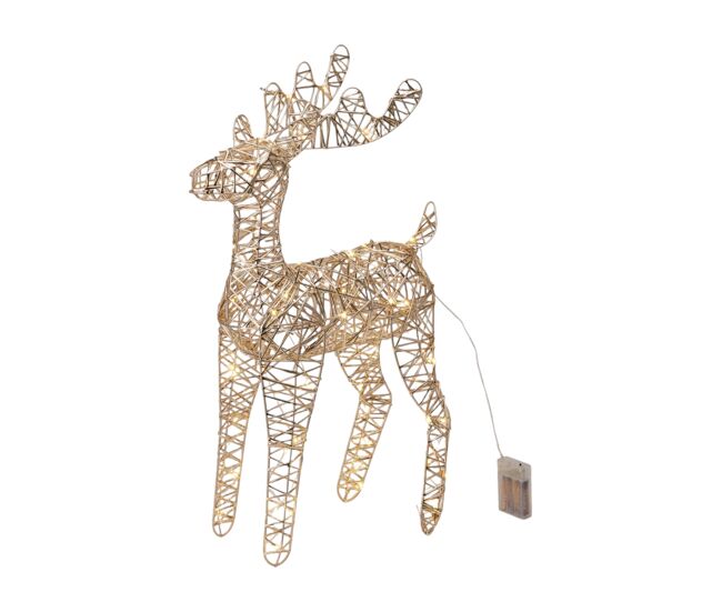 Well home reno luminoso navideño color oro champagne con 60 luces led 36x14x60cm