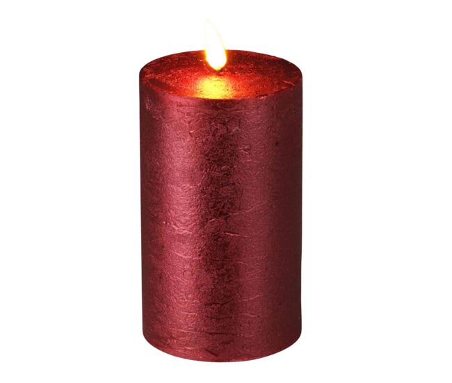 Well home vela led de cera con temporizador en color rojo metalizado ø7,5x12,5cm