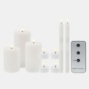 Conjunto de 9 velas LED de diferentes tamanhos com controle remoto