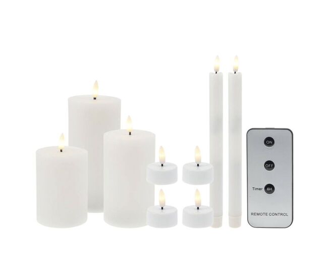 Well home juego de 9 velas led de tamaños diferentes con control remoto