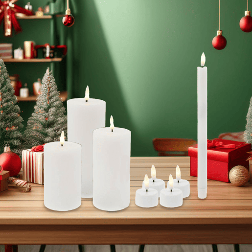 Conjunto de 9 velas LED de diferentes tamanhos com controle remoto