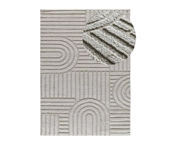 Alfombra geométrico con relieve gris juno, 190x285 cm - atticgo