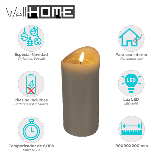 Vela LED com efeito gelatinoso Well Home