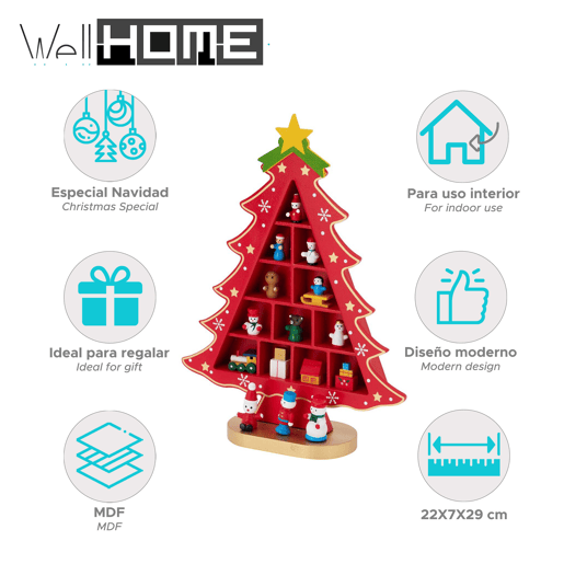 Estatueta de Árvore de Natal Well Home em MDF com Decoração
