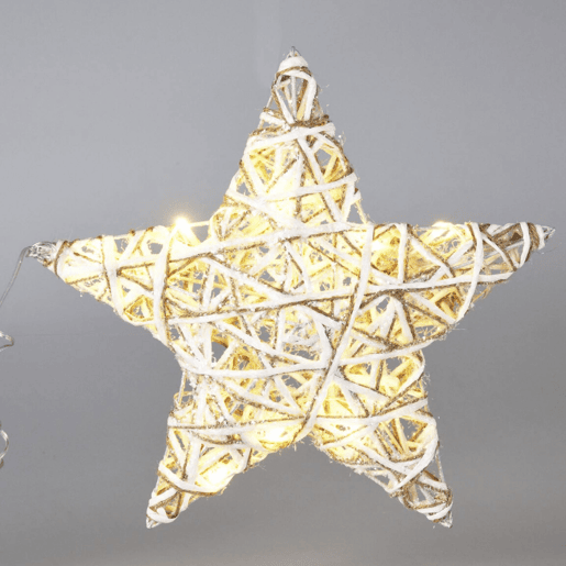 Estrela luminosa decorativa com 10 luzes LED com glitter