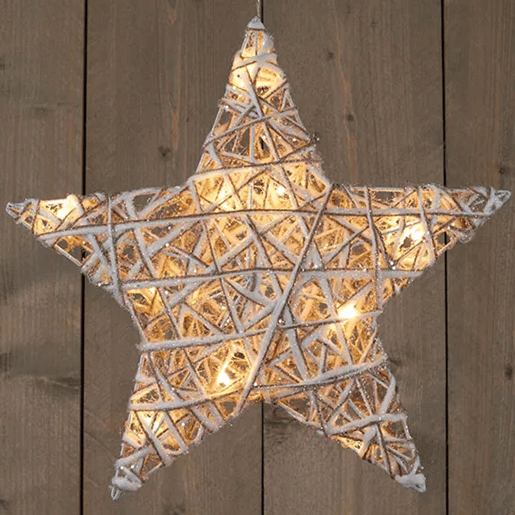 Estrela luminosa decorativa com 10 luzes LED com glitter