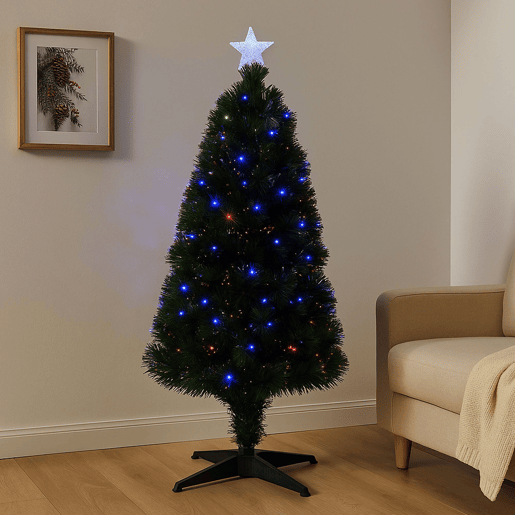 Árvore de Natal de fibra óptica com 20 luzes de LED e estrela
