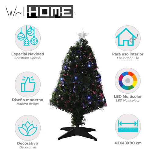 Árvore de Natal de fibra óptica com 20 luzes de LED e estrela