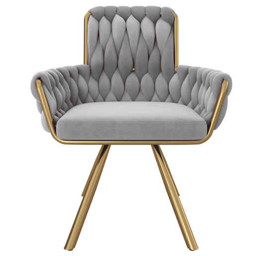 Cadeira de jantar 2 unidades - Poltrona giratória de luxo para sala e quarto - Cinza