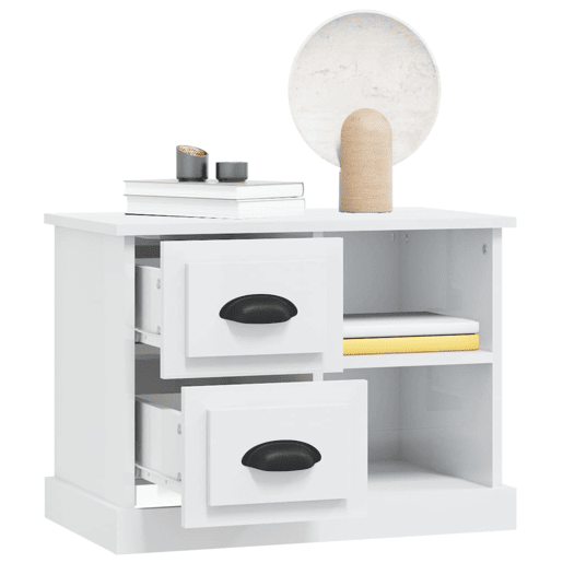 Mesa De Cabeceira - Mesinha De Cabeceira 60x35,5x45 cm branco brilhante Mesa De Cabeceira - Mesinha De Cabeceira 60x35,5x45 cm branco brilhante