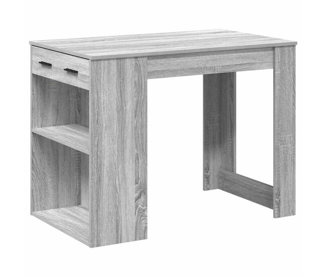Escritorio - mesa de ordenador con cajón estante madera contrachapada gris sonoma