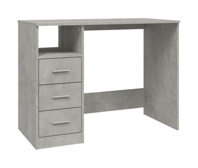 Escritorio - mesa de ordenador con cajones contrachapada gris hormigón 102x50x76 cm