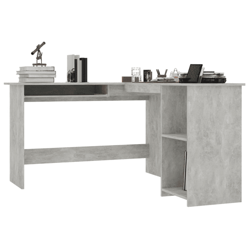 Secretária de canto - Mesa de computador forma L 120x140x75cm contraplacado cinzento