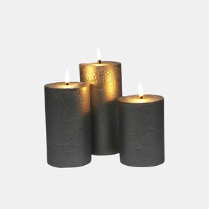 Conjunto de 3 velas LED de superfície rústica Well Home