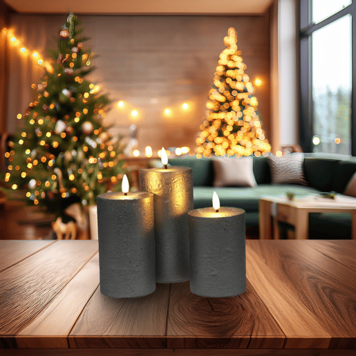 Conjunto de 3 velas LED de superfície rústica Well Home