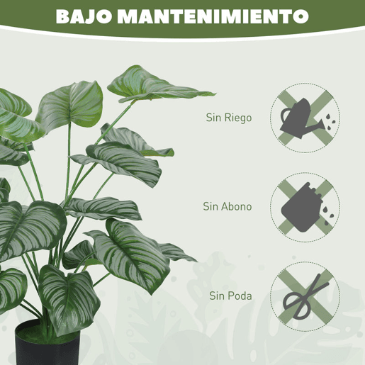 HOMCOM Conjunto de 2 Plantas Artificiais Decorativas 65 cm Plantas Artificiais com Vaso e Folhas para Interior Casa Sala de Estar Escritório Verde