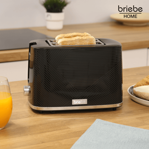 Briebe TA1169BLK Elegance Torradeira Ranhura Larga 2 Fatias, 7 Níveis de tostagem, Grelha de Aquecimento, Descongelação, 870, Preto