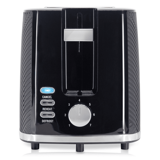 Briebe TA1169BLK Elegance Torradeira Ranhura Larga 2 Fatias, 7 Níveis de tostagem, Grelha de Aquecimento, Descongelação, 870, Preto