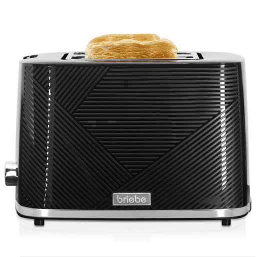 Briebe TA1169BLK Elegance Torradeira Ranhura Larga 2 Fatias, 7 Níveis de tostagem, Grelha de Aquecimento, Descongelação, 870, Preto