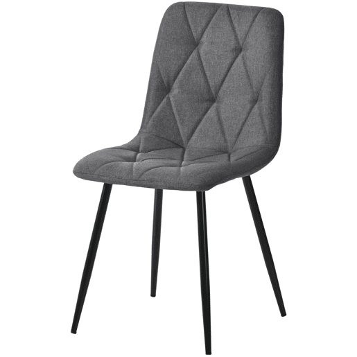 Cadeira de jantar (4 unidades), cinza escuro, cadeira de design com encosto, assento em linho twill, estrutura metálica, pernas metálicas