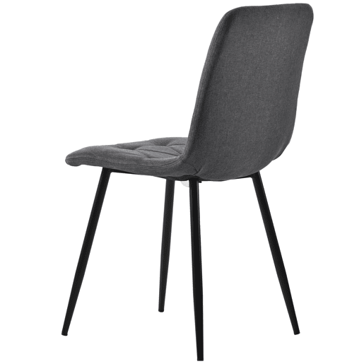 Cadeira de jantar (4 unidades), cinza escuro, cadeira de design com encosto, assento em linho twill, estrutura metálica, pernas metálicas