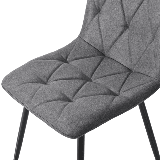Cadeira de jantar (4 unidades), cinza escuro, cadeira de design com encosto, assento em linho twill, estrutura metálica, pernas metálicas