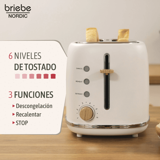 Briebe SKT1177WHT Nordic Tostapane a Fessura Larga a 2 Fette+ Chaleira de Indução com Apito, 2,3 L, 870, Branco