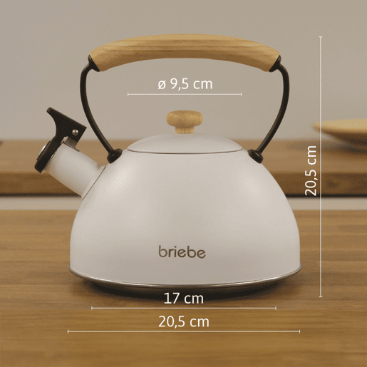 Briebe SKT1177WHT Nordic Tostapane a Fessura Larga a 2 Fette+ Chaleira de Indução com Apito, 2,3 L, 870, Branco