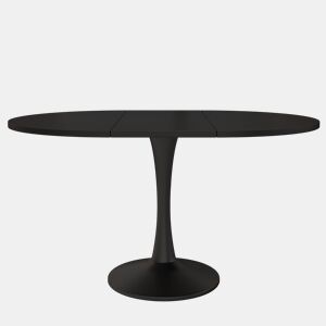 Mesa de jantar extensível 100140x100x75 cm - mesa ovalada moderna e simples - Preto