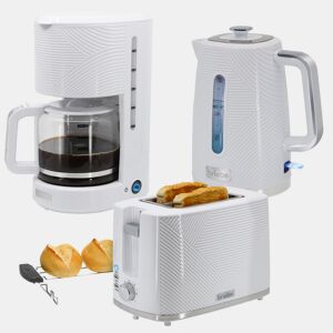 Briebe SKT1178WHT Elegance Conjunto de Torradeira de Pão 2 Fatias + Chaleira Elétrica 1,7L + Máquina de Café Filtro 10 Chávenas, , Branco