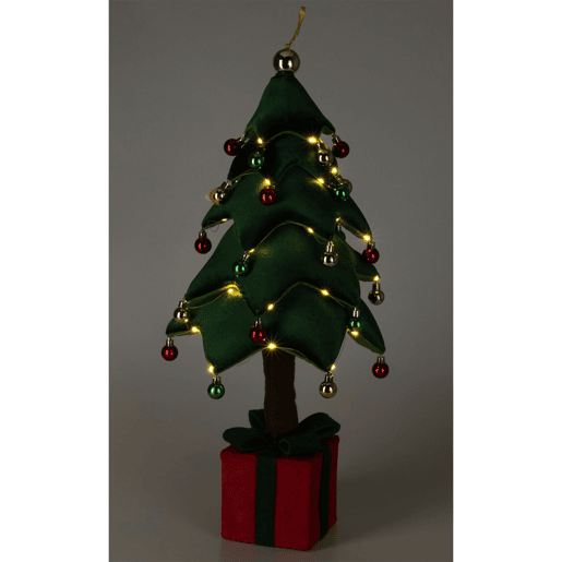 Árvore de Natal luminosa com 25 LEDs e base em formato de presente