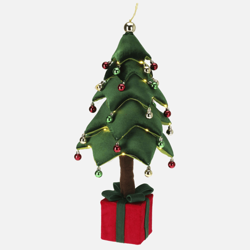 Árvore de Natal luminosa com 25 LEDs e base em formato de presente