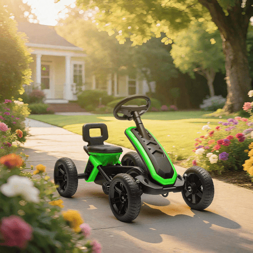 AIYAPLAY Kart Pedais Kart com Rodas Antiderrapantes de EVA Estrutura Metálica Carga 30 kg para Crianças de 2-5 Anos 85,5x49x57 cm Verde
