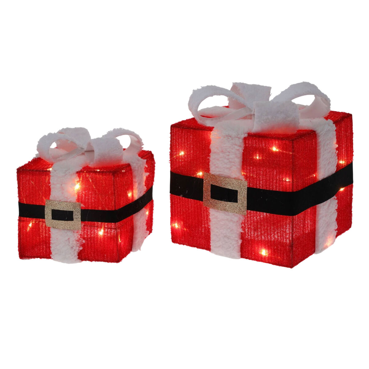 Well Home Decoración Navideña de 2 Cajas de regalo con Luces LED