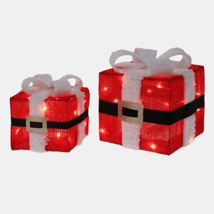 Conjunto de decoração de Natal Well Home com 2 caixas de presente com luzes LED