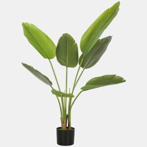 HOMCOM Planta Artificial Decorativa 109 cm Bananeira Artificial com Vaso e Folhas para Interior Casa Sala de Estar Escritório Verde