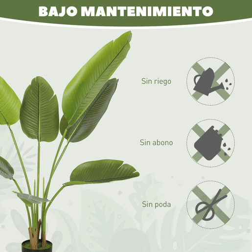 HOMCOM Planta Artificial Decorativa 109 cm Bananeira Artificial com Vaso e Folhas para Interior Casa Sala de Estar Escritório Verde