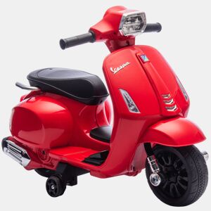 AIYAPLAY Moto Elétrica Infantil 6V com Licença Vespa, Moto Elétrica para Crianças com Rodas Auxiliares de 6,9'', Velocidade de 2,5 kmh, Farol e Buzina, para Crianças de 2 a 4 Anos, Vermelha